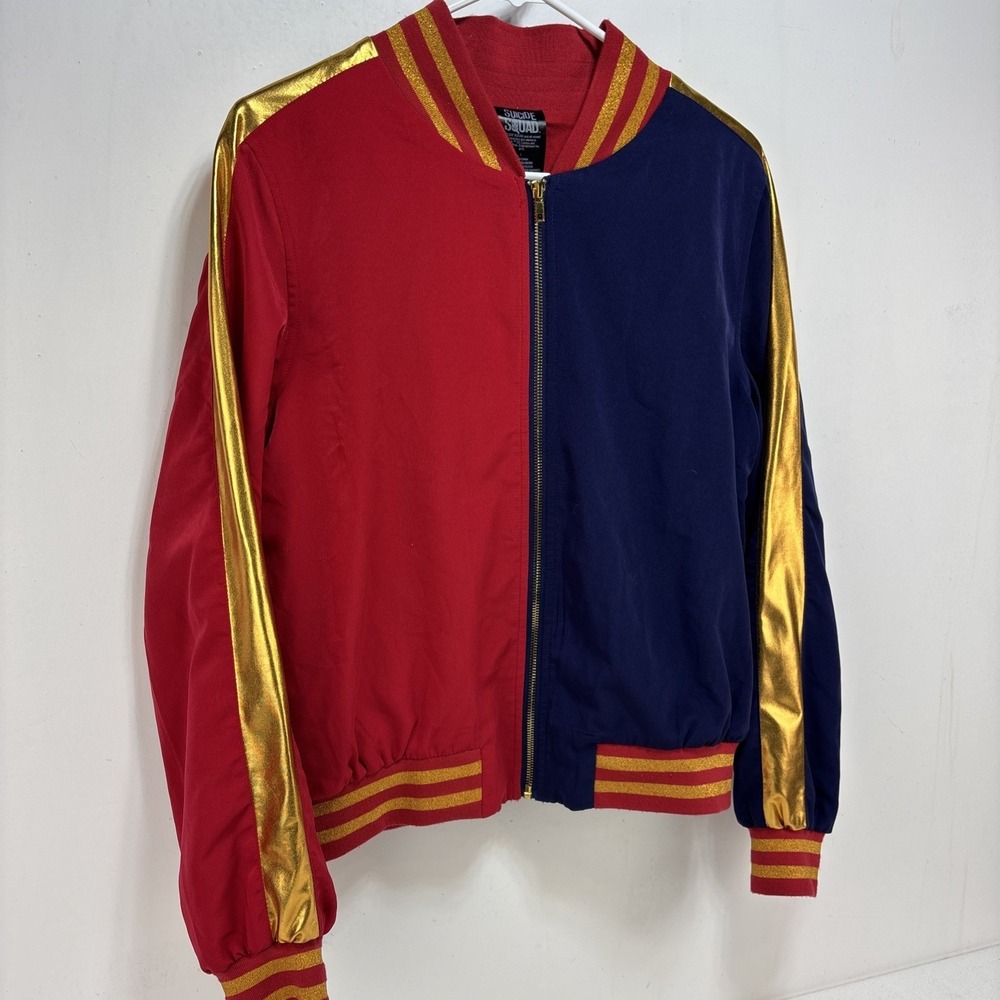 Suicide Squad‎ Jacket Womens Large Red Blue Harley Quinn Joker Bomber Coat - Picture 4 of 8